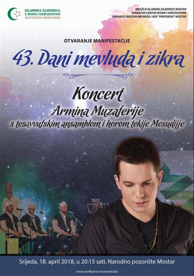 Koncert Armina Muzaferije sa tesavvufskim ansamblom i horom tekije Mesudijje