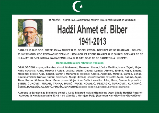 23.10.2013. Dženaza Ahmet ef. Biberu