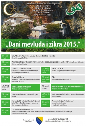 Programi manifestacije "Dani mevluda i zikra 2015"